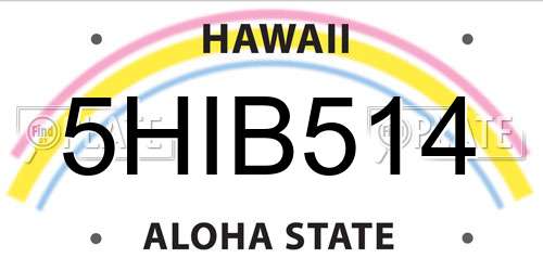 5HIB514 Hawaii License Plate