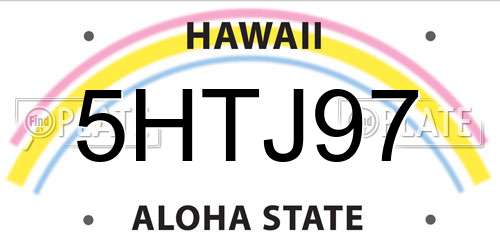 5HTJ97 Hawaii License Plate