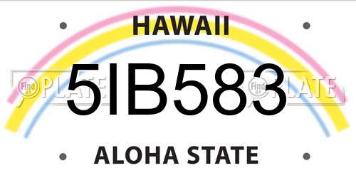 5IB583 Hawaii License Plate