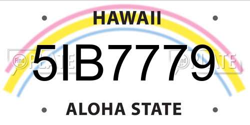5IB7779 Hawaii License Plate