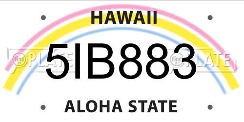 5IB883 Hawaii License Plate