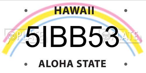 5IBB53 Hawaii License Plate