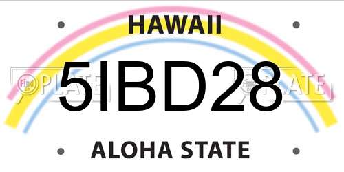 5IBD28 Hawaii License Plate