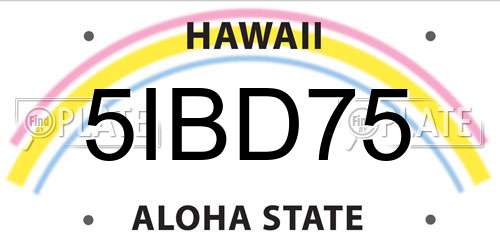 5IBD75 Hawaii License Plate