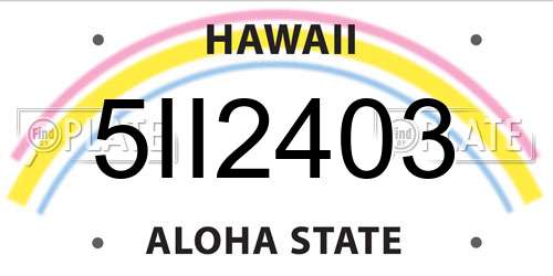 5II2403 Hawaii License Plate