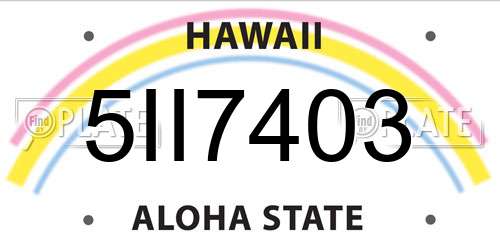 5II7403 Hawaii License Plate