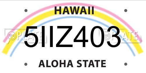 5IIZ403 Hawaii License Plate