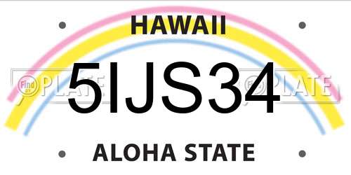 5IJS34 Hawaii License Plate