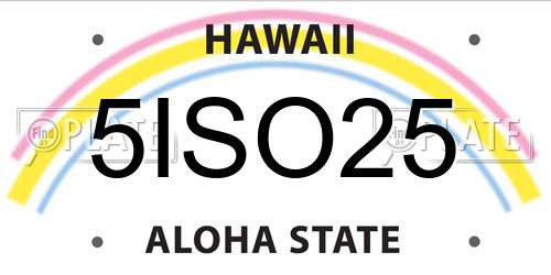 5ISO25 Hawaii License Plate