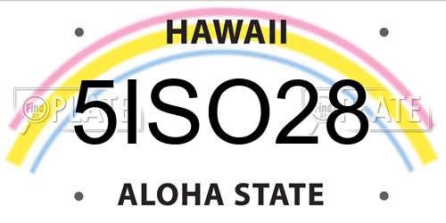 5ISO28 Hawaii License Plate
