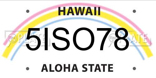 5ISO78 Hawaii License Plate