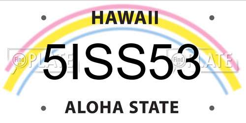 5ISS53 Hawaii License Plate