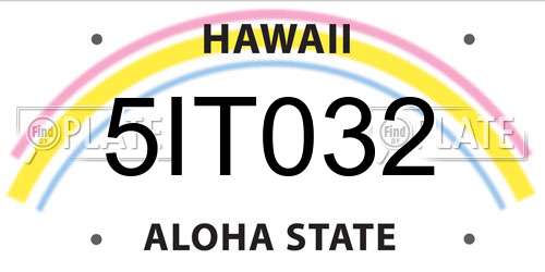 5IT032 Hawaii License Plate
