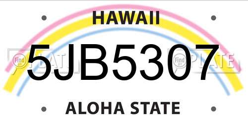 5JB5307 Hawaii License Plate