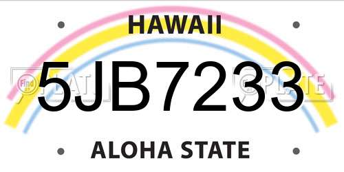 5JB7233 Hawaii License Plate
