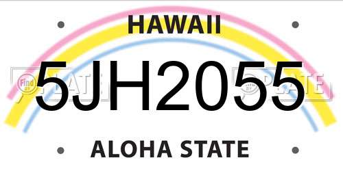 5JH2055 Hawaii License Plate