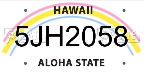 5JH2058 Hawaii License Plate
