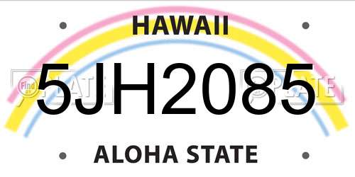 5JH2085 Hawaii License Plate