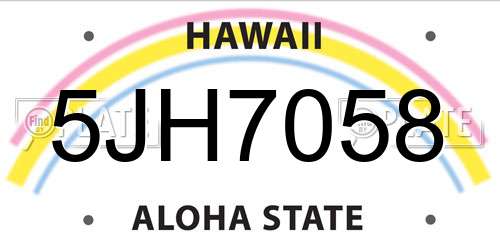 5JH7058 Hawaii License Plate