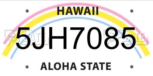 5JH7085 Hawaii License Plate