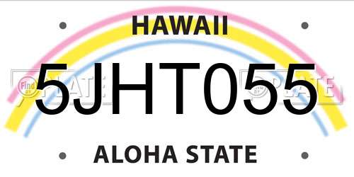 5JHT055 Hawaii License Plate