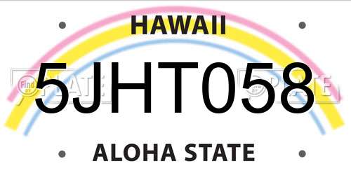 5JHT058 Hawaii License Plate