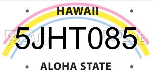 5JHT085 Hawaii License Plate