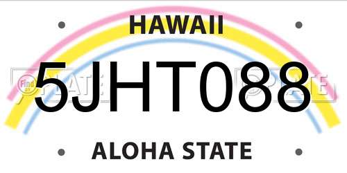 5JHT088 Hawaii License Plate