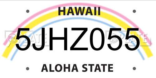 5JHZ055 Hawaii License Plate