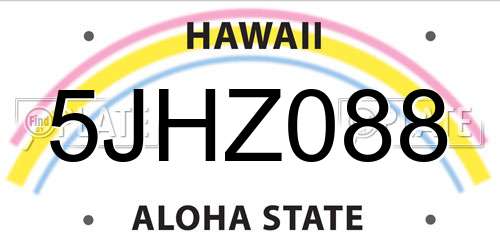 5JHZ088 Hawaii License Plate