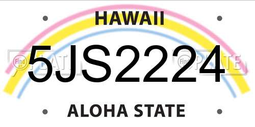 5JS2224 Hawaii License Plate
