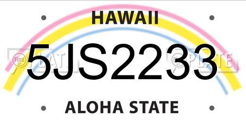 5JS2233 Hawaii License Plate