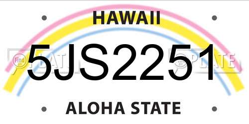 5JS2251 Hawaii License Plate
