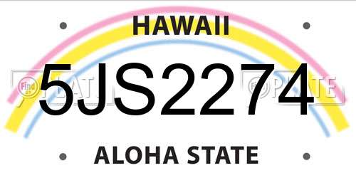 5JS2274 Hawaii License Plate
