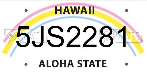 5JS2281 Hawaii License Plate