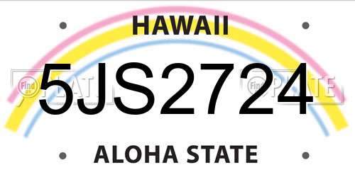 5JS2724 Hawaii License Plate