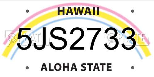 5JS2733 Hawaii License Plate