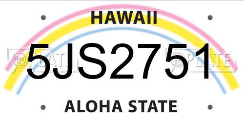 5JS2751 Hawaii License Plate