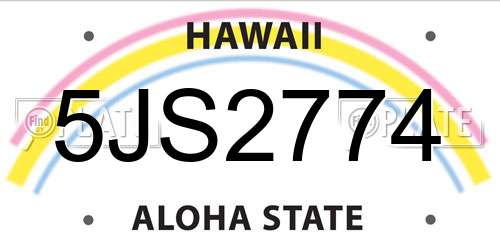 5JS2774 Hawaii License Plate