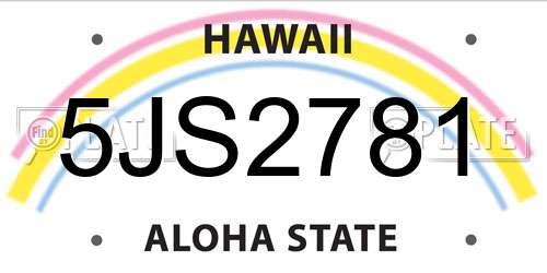 5JS2781 Hawaii License Plate