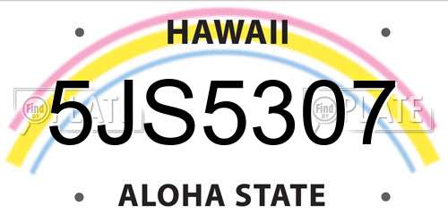 5JS5307 Hawaii License Plate