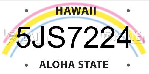 5JS7224 Hawaii License Plate