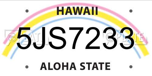 5JS7233 Hawaii License Plate