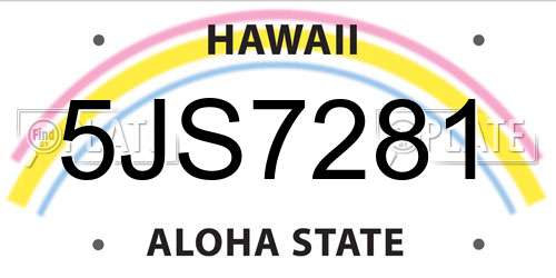 5JS7281 Hawaii License Plate