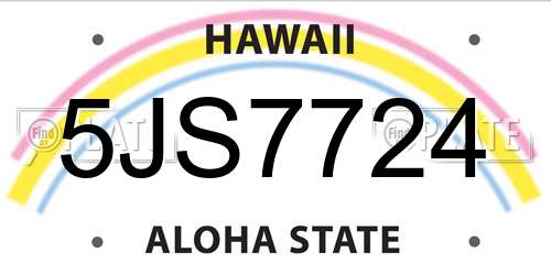 5JS7724 Hawaii License Plate