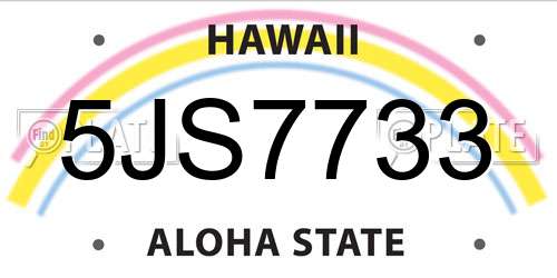 5JS7733 Hawaii License Plate