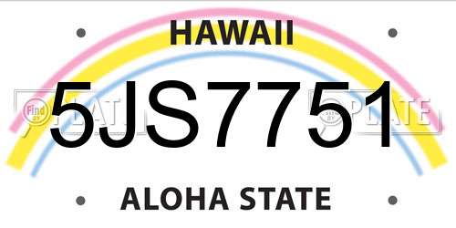 5JS7751 Hawaii License Plate