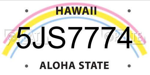 5JS7774 Hawaii License Plate