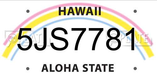 5JS7781 Hawaii License Plate