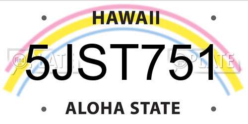 5JST751 Hawaii License Plate